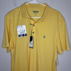 IZOD GOLF NEW Polo Mens M Yellow Performance Swingflex Tech Short Sleeve Collar